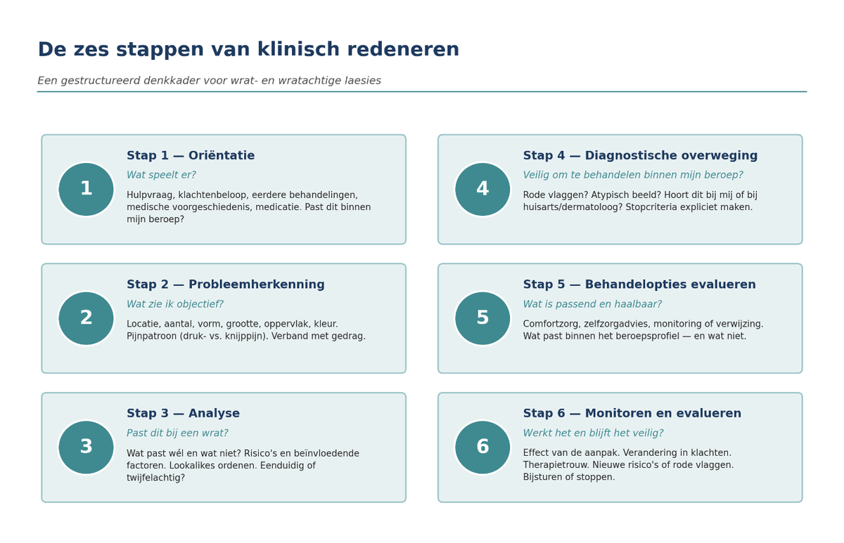 De zes stappen van klinisch redeneren bij wratten